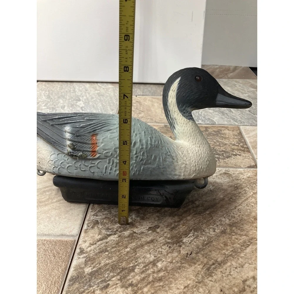 Vintage Pintail Duck Decoy Weighted Keel Plastic Hunting Bird Grey White 17in